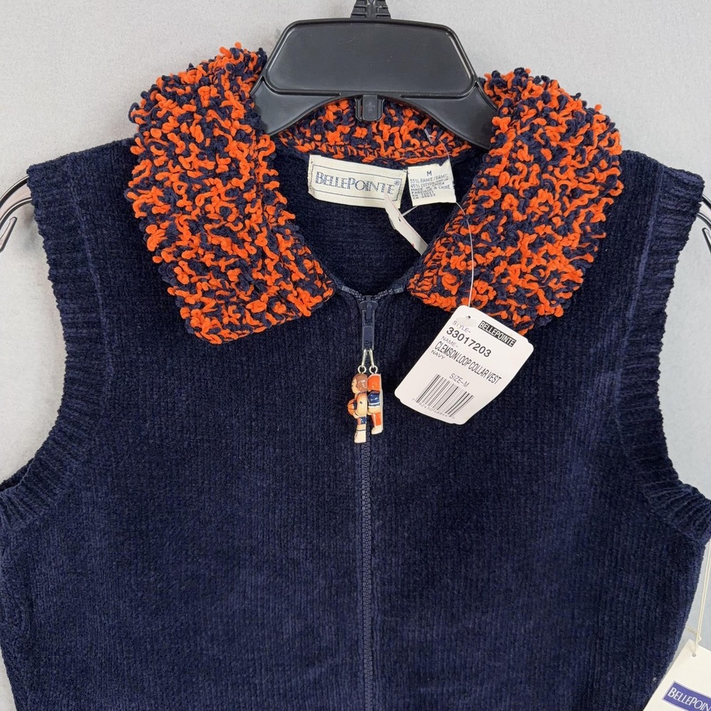 Vintage Clemson Tigers Vest Womens Medium Blue Orange NCAA Football Bellepointe - Picture 2 of 14